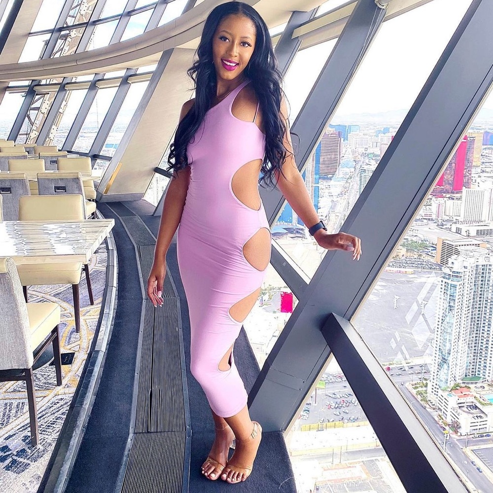 Pink cut out maxi dress